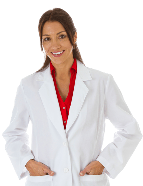 Equipment - Smiling-female-wearing-lab-coat-hands-in-pockets-cropped
